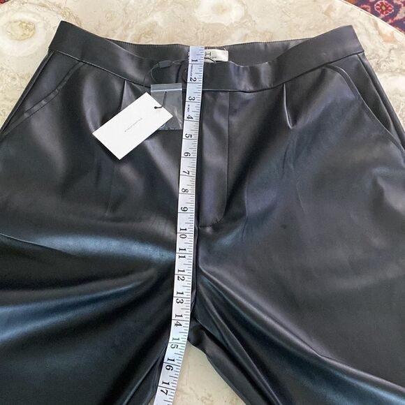 NWT Halston Faux Leather Retro Style High Waisted Pleated Trousers - Picture 15 of 16